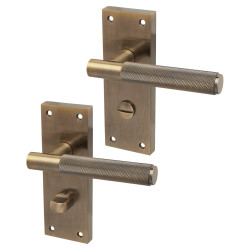 Altro Antique Brass Knurled Bathroom Door Handles - Remi Range - 155 x 55mm
