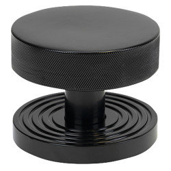 From The Anvil Brompton Round Knurled Centre Door Knob on Beehive Rose - 90mm Rose - Black