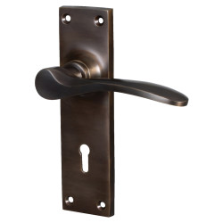 Hampstead Antique Bronze Keyhole Lock Door Handles - Buckingham Range - 152 x 41mm