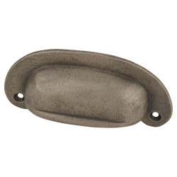 Carlisle Brass FingerTip Design Oval Cabinet Cup Handle - 87mm Centres - Pewter Effect