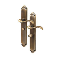 Heritage Brass by M Marcus Antique Brass Bathroom Door Handles - Long Plate - Lara Range - 247 x 48mm