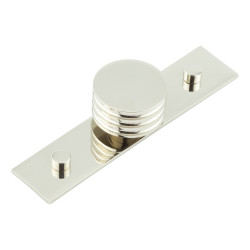 Hoxton by Frelan Sturt Grooved Round Cabinet Knob on Plain Backplate - 40mm Diameter - Polished Nickel
