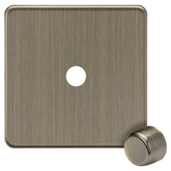 Knightsbridge 1 Gang Screwless Flat Dimmer Plate with Metal Dimmer Cap - Antique Brass