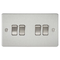 Knightsbridge 10AX 4 Gang 2 Way Flat Plate Light Switch - Brushed Chrome
