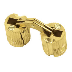 Concealed Rounded Cabinet Hinge - 37 x 15 x 14mm - Polished Brass - Pair
