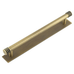 Hoxton by Frelan Sturt 15mm Reeded T-Bar Cabinet Pull Handle on Plain Backplate - 224mm c/c - Antique Brass