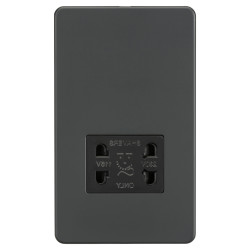 Knightsbridge 115/230V Screwless Flat Plate Dual Voltage Shaver Socket - Anthracite & Black Insert