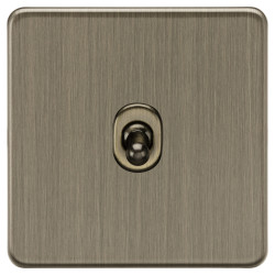 Knightsbridge 10AX 1 Gang Screwless Flat Plate Intermediate Toggle Light Switch - Antique Brass