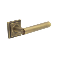 Burlington by Frelan Antique Brass Fire Rated Door Handles on Round Stepped Rose - Richmond Range
