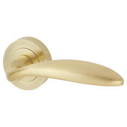 Touchpoint Satin Brass Door Handles on Round Rose - Morgan Range