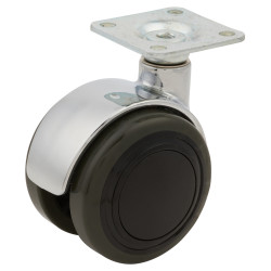 Coldene Twin Wheel Furniture Castor - Swivel - 80kg Max Weight - 50mm Diameter - Black