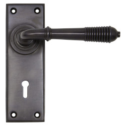 From The Anvil Aged Bronze Reeded Keyhole Lock Door Handles - 152 x 50mm
