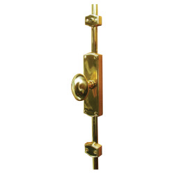 Hampstead French Style Oval Knob Locking Espagnolette Bolt - 2400 x 38mm - Polished Brass