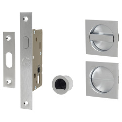 Heritage Brass by M Marcus Square Flush Privacy Handle Set with Lock - Satin Chrome