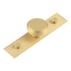 Hoxton by Frelan Cropley Stepped Round Cabinet Knob on Stepped Backplate - 40mm Diameter - Satin Brass