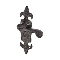 Elan Metalized Antique Black Iron Latch Door Handles - Fleur de Lys Range - 210 x 55mm