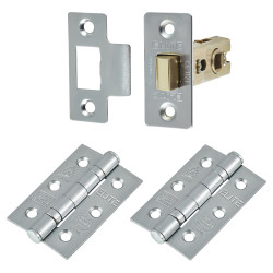 Altro Tubular Latch Pack - 44mm Backset - 2 x Ball Bearing Hinges - Satin Chrome