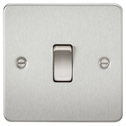 Knightsbridge 10AX 1 Gang 2 Way Flat Plate Light Switch - Brushed Chrome