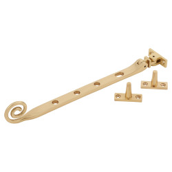 Hampstead Open Curl Casement Window Stay - 10"/250mm Length - Polished Brass