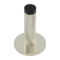 Burlington by Frelan Knurled Door Stop on Knurled Rose - 76mm Projection - Polished Nickel