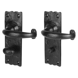 Olde Forge Antique Black Windsor Tudor Bathroom Door Handles - 152 x 55mm