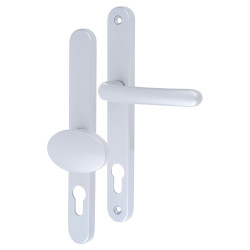 Fab & Fix Balmoral uPVC Offset Multipoint Lever/Pad Door Handle - 92/62mm c/c - Premium Satin Silver