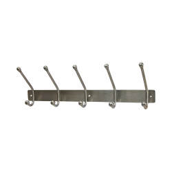 Jedo Hat & Coat Hook Rail - 450 x 40mm - 5 Hooks - Satin Stainless Steel