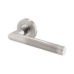 Altro Satin/Polished Stainless Steel Door Handles on Round Rose - Duo 2 Range