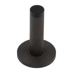 Burlington by Frelan Knurled Projection Door Stop on Reeded Rose - 76mm Projection - Dark Bronze