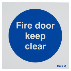 Altro Fire Door Keep Clear Door Sign - 100 x 100mm - Rigid Plastic