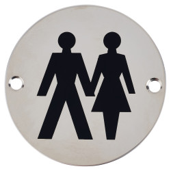 Altro Unisex Toilet Door Sign - 75mm Diameter - Polished Stainless Steel