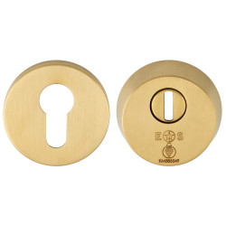 Eurospec 2 Star Security Escutcheon - 54mm Diameter - Euro - PVD Satin Brass