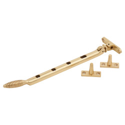 Hampstead Reeded Casement Window Stay - 10"/250mm Length - Polished Brass