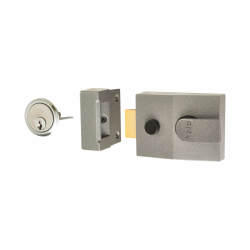 Yale 89 Double Locking Nightlatch - 60mm Backset - Grey Case/Satin Chrome Cylinder