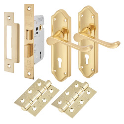 Altro Polished Brass Scroll 3 Lever Sashlock Door Handles Pack - Ashmead Range
