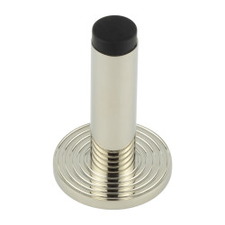 Burlington by Frelan Plain Projection Door Stop on Reeded Rose - 76mm Projection - Polished Nickel