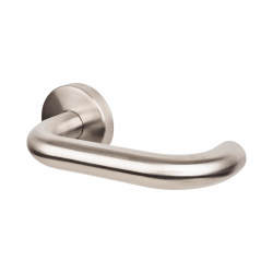 Satin Stainless Steel Antibacterial 19mm Return to Door Handles on Round Rose