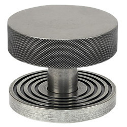 From The Anvil Brompton Round Knurled Centre Door Knob on Beehive Rose - 90mm Rose - Pewter