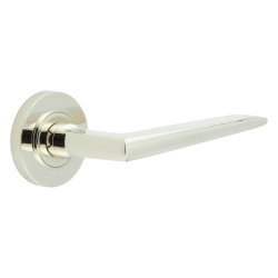 Burlington by Frelan Polished Nickel Fire Rated Door Handles on Round Rose - Mayfair Range