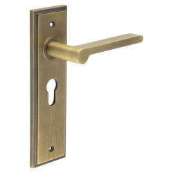 Burlington by Frelan Antique Brass Fire Rated Euro Lock Door Handles - Fitzrovia - 200 x 55mm