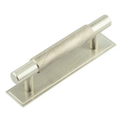 Hoxton by Frelan Taplow 18mm Knurled T-Bar Cabinet Pull Handle on Stepped Backplate - 96mm c/c - Satin Nickel