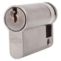 UNION J2X20 Pattern 5 Pin 42mm Euro Single Cylinder - 33 + 9mm - Satin Chrome - Keyed to Differ