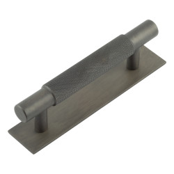 Hoxton by Frelan Taplow 18mm Knurled T-Bar Cabinet Pull Handle on Plain Backplate - 96mm c/c - Dark Bronze