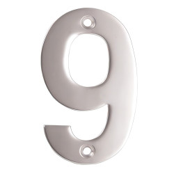 Altro 100mm Screw Fix Door Numeral - 9 - Satin Stainless Steel