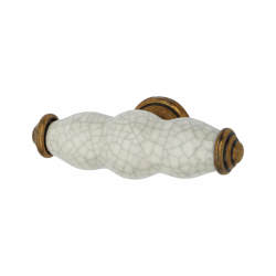 Hampstead 24mm Porcelain Crackle Glaze Shutter T-Bar Cabinet Knob - 76 x 24mm - Antique Brass