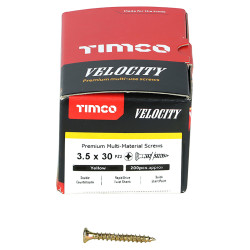 TIMCO Velocity Pozi Countersunk Wood Screws - 3.5 x 30mm - Yellow Zinc - Pack of 200
