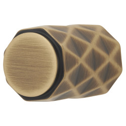 Alexander & Wilks Diamond Cut Cylinder Cabinet Knob - 20mm Diameter - Antique Brass