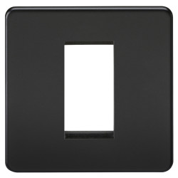 Knightsbridge 1 Gang 1 Module Euro Screwless Faceplate - Matt Black