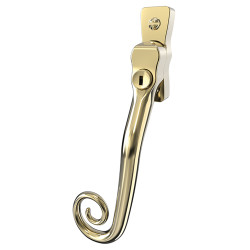 Mila Heritage Monkey Tail Locking Espagnolette Casement Window Handle - Left Hand - Polished Gold
