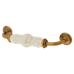 Hampstead 24mm Porcelain Crackle D-Bar Cabinet Pull Handle - 128mm Centres - Antique Brass